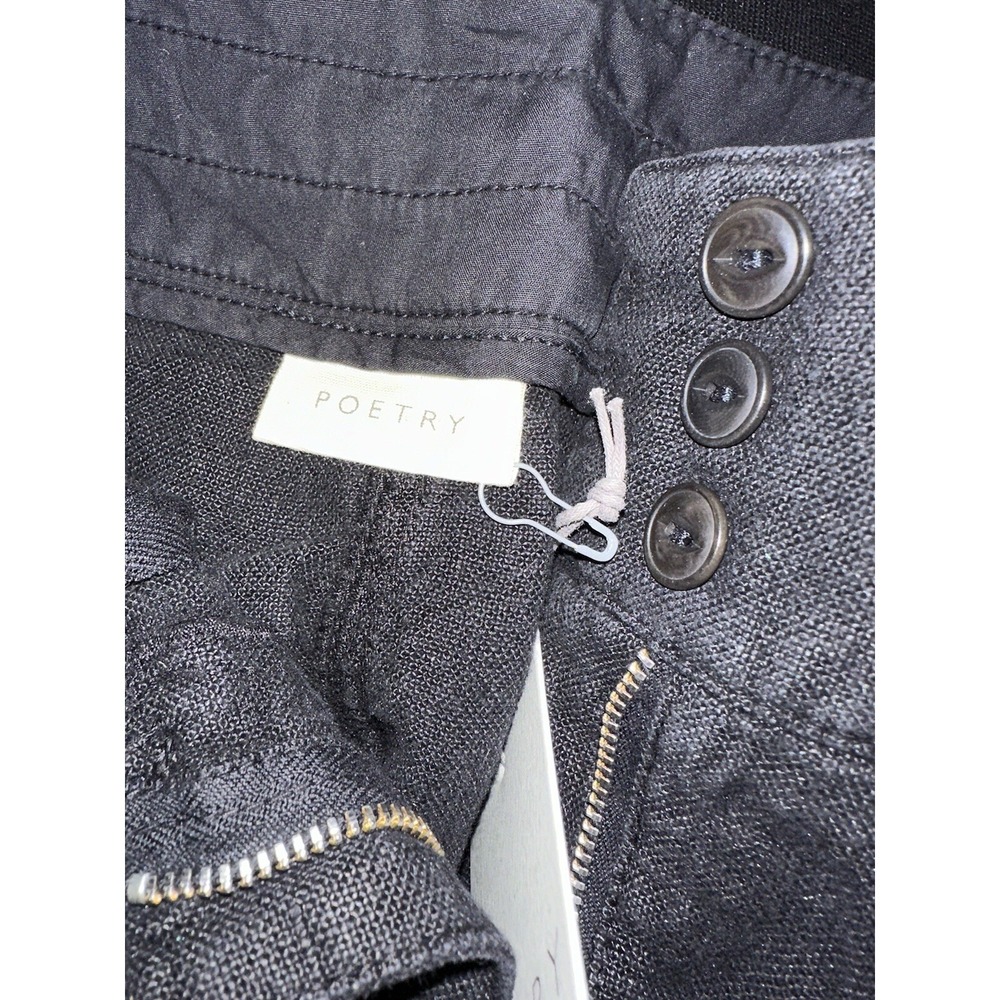 Poetry Women Black Linen Pants Size Us 4. UK 8. NWT 3 Button Pants - Picture 3 of 8